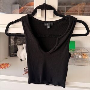 Women's Black Ribbed Crop Tank Top